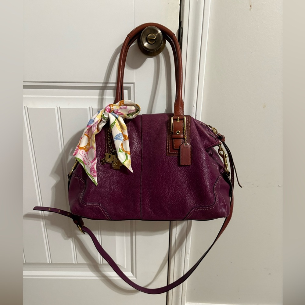Coach Purple and Brown Shoulder Bag